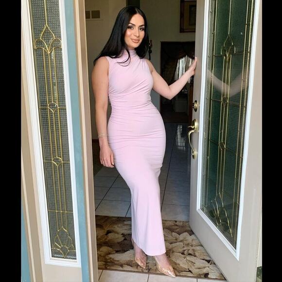 ZARA Fitted Midi Dress NWT | Chalk Pink Sleeveless Blogger Fave - Picture 14 of 16